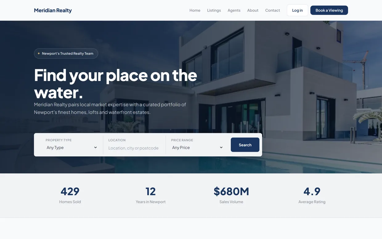 Meridian Realty, a live real estate demo site