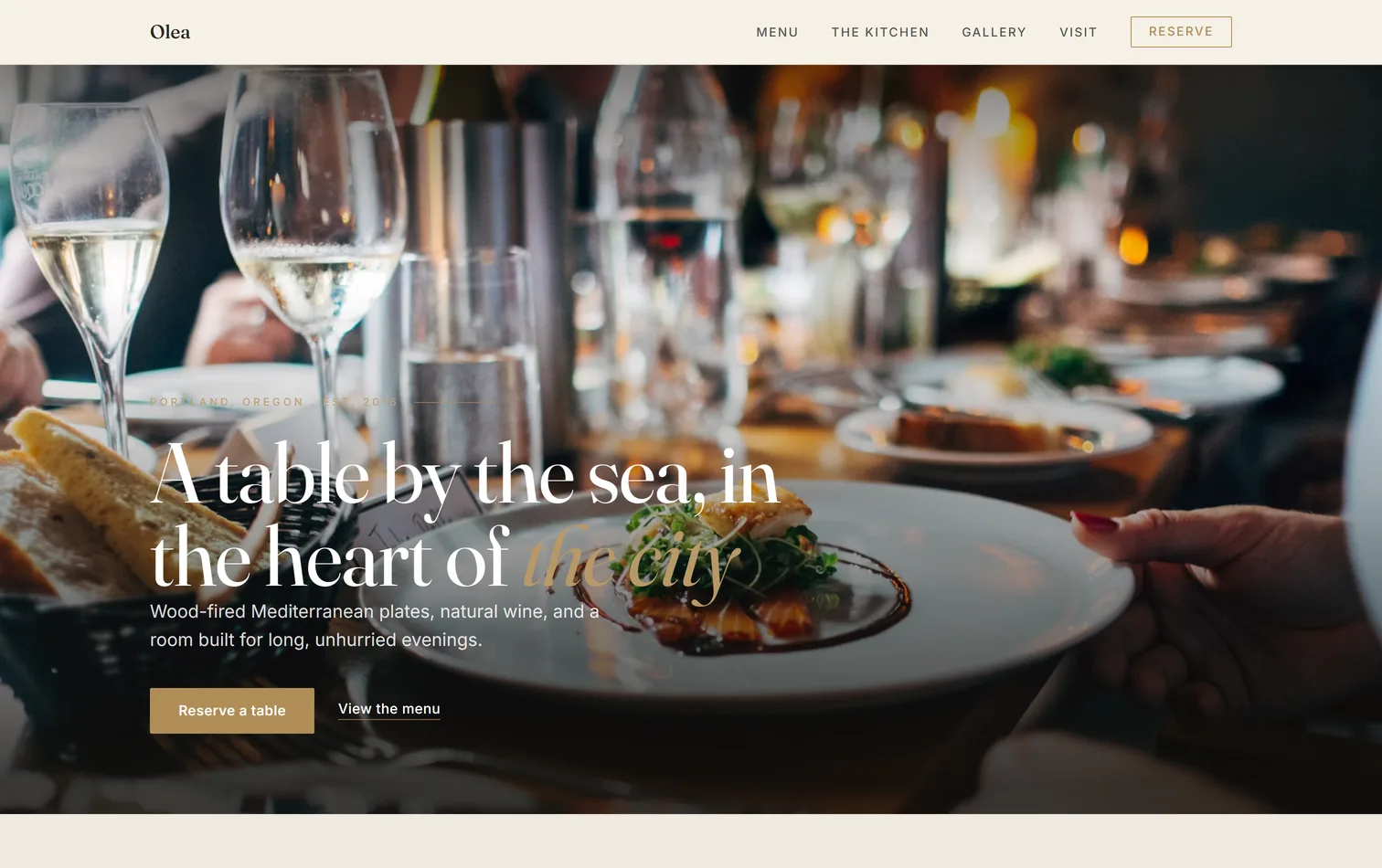 Olea, a live restaurant site built on the platform