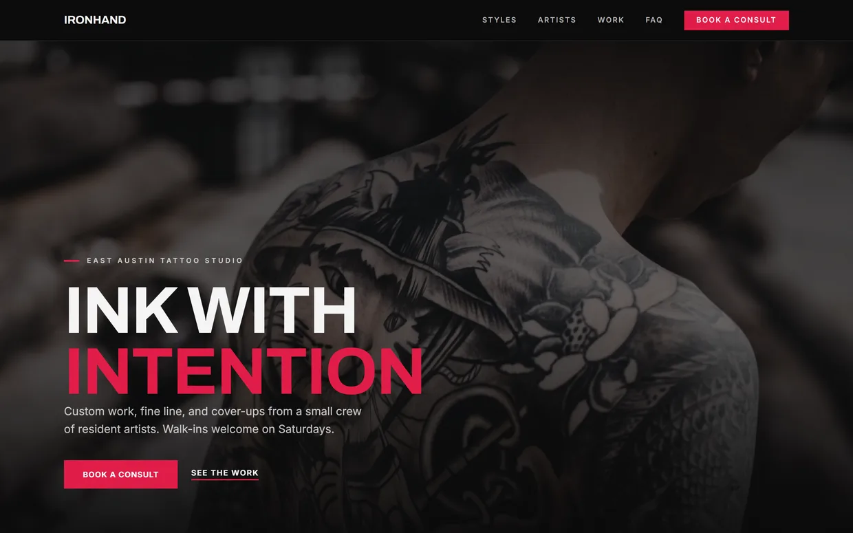 Ironhand, a live tattoo demo site