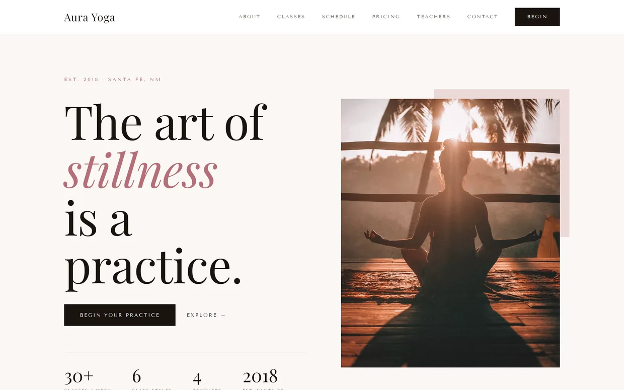 Aura Yoga, a live yoga demo site